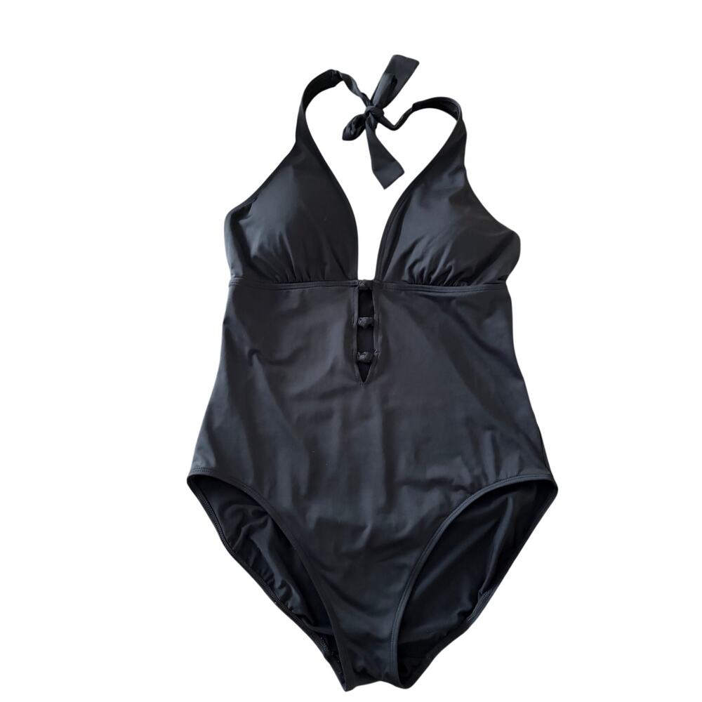 Lauren Ralph Lauren Womens Black One-Piece Swim Suit Size L